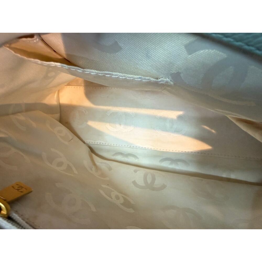 Chanel Baby Blue Caviar Leather CC Tote*Financially Backed COA*hologram in tact - Picture 7 of 7